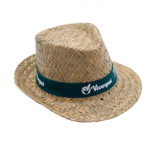 SILABA TONICA Sombreros de Paja Personalizados - Pack 10 Gorros con Logo o Frase - Color de la cinta a elegir - Sombrero Hombre y Mujer para Eventos - Estilo Tirolés