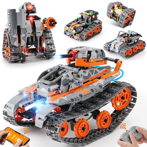 Sillbird Technic Juego de Construcción de Tanques, 5 en 1 Robot de Control Remoto con Luz LED, Regalos Creativos para Niños y Niñas de 6, 7, 8 y 12 años (554 Piezas)