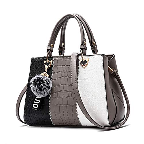 Sipobuy Bolso De Mano Para Mujer Con Ondas Bolso De Mensajero Elegante Para Mujer (Grey)