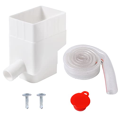 Sistema de Colector de Agua de Lluvia, Desviador Recogida de Aguas Pluviales de Bajante con Manguera de 1m, Tapón de Goma y Tornillos para Bajantes Estándar de 5,1x7,6cm