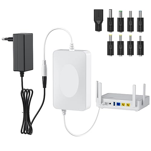 Skazeke Batería de Repuesto para Router, 15000 mAh, Fuente de alimentación ininterrumpida con Salida CC 9 V/2 A, 9 Puertos DC para módem, cámaras IP, luz LED y más (Blanco)