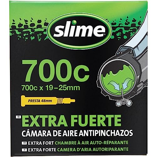 Slime 30061 Cámara Interior de Bicicleta con Sellante de Pinchazos Slime, Sellado Autónomo, Prevenir y Reparar, Válvula Presta, (700c x 19-25mm)