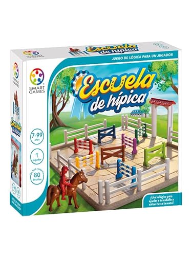 Smartgames- Escuela De Hípica | Juegos De Mesa Niños 7 Años o más | Rompecabezas Niños | Juegos Para Niños 80 Desafíos | Regalo Niño 7 Años O Más