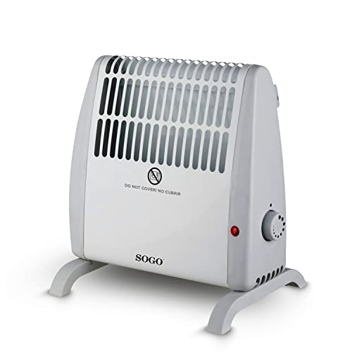 SOGO Calefactor pequeño bajo consumo y calentamiento rápido- Estufa Conveccion, 500W Blanco (SS-18405) SIN ASA