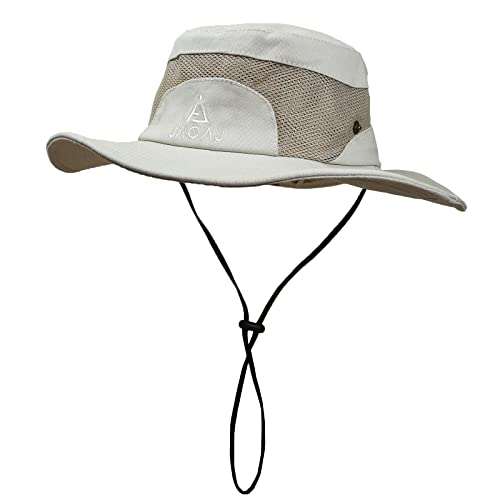 Sombrero para El Sol para Hombre, Sombrero deVerano con Protección UV, Sombrero Safari de Malla Transpirable Ajustable Plegable Beige