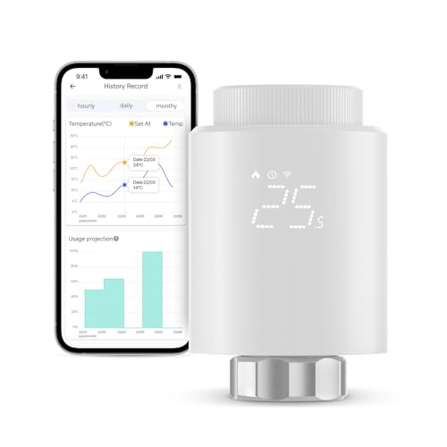 SONOFF Cabezal Termostático Inteligente Zigbee para Válvula Termostática de Radiador 1pcs. Regulador de Temperatura, Pantalla LED, Requiere Zigbee 3.0 Hub. Control por Voz, Alexa y Google