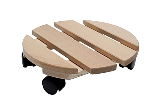 Soporte para macetas redondo de madera maciza de 30 cm con resistencia para hasta 120 kg