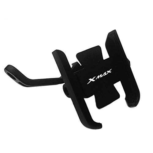 Soporte para teléfono Celular de Motocicleta para Yama HA Xmax 125 250 300 400 Tipo Universal del Espejo de la Moto de la Abrazadera del Soporte del teléfono de la Sacudida Anti(Negro)