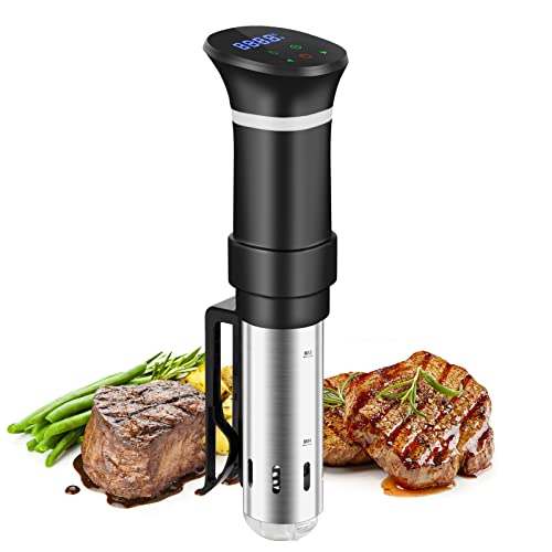 Sous Vide Roner Cocina Baja Temperatura, 1000W, Pantalla LCD táctil, Temporizador, Cocinero Circulador, Máquina de Cocción al Vacío de Acero Inoxidable, Recetario