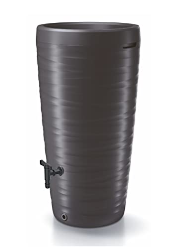 Spetebo Design Depósito de Agua de Lluvia 240 L con Grifo - Antracita - con Bandeja para Plantas como Tapa - Barril de Agua de plástico Flores Plantas macetas Maceta Resistente a Las heladas