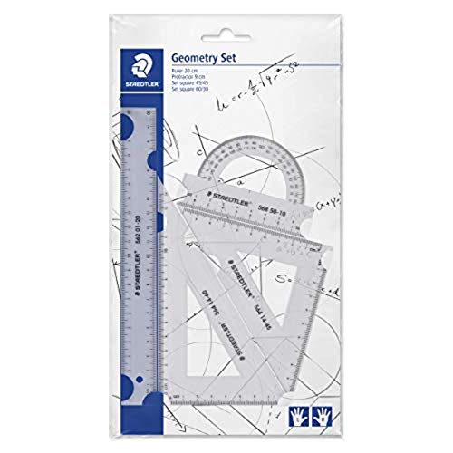 STAEDTLER Mars 569 PB4-0 Set de reglas y transportador para dibujo técnico, Plástico