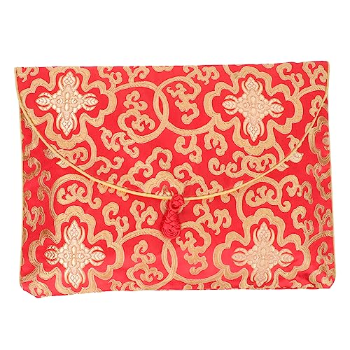 STOBOK Bolsa De Libros Bolsa Organizadora De Joyas Bolsas De Regalo De Joyas Sobres De Tarjetas De Regalo Monedero Para Mujer Bolsa De Seda Bordada Nudo Brocado Sobres Rojos Bolsa