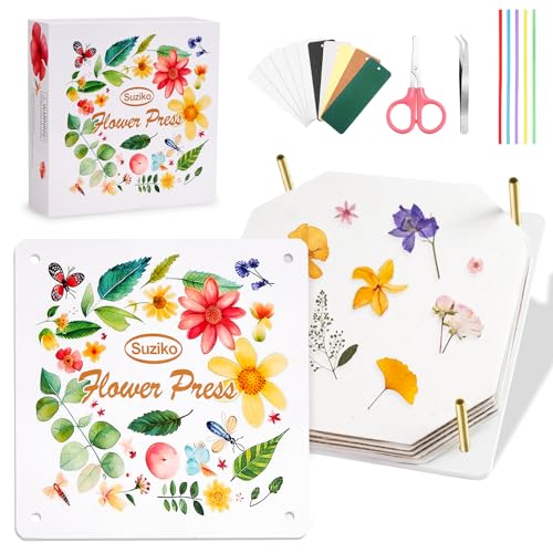 Suziko Kit de Prensado de Flores Creativas, Diseño Único para Reciclar Arte de Flores y Hojas en un Kit de Manualidades DIY, Un Gran Regalo para Niños y Niñas de 5 años en adelante (Flores)