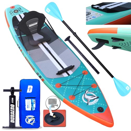 Tabla hinchables de paddle surf, Asiento de Kayak, 330 x 76 x 15 cm, hasta 150 kg, Almohadilla integrada, Aleta Desprendible, Doble Remo Ajustable, Kit de Reparación