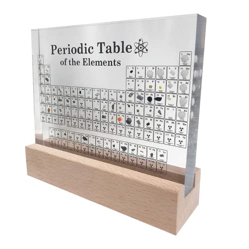 Tabla periódica acrílica con elementos reales - Tabla resina con elementos reales para alumnos, profesores, aulas… - Poster 3D con los elementos químicos - Tabla de los elementos reales (SIN BASE)