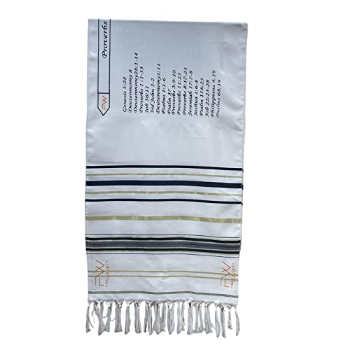 Tallit - Chal de oración de 71 x 20 pulgadas, grande, estilo mesiánico, bufanda con resúmenes en inglés, regalo, Estilo: B, reference picture