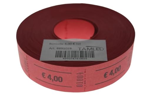 TAMLED Rollo de bono Euro 4,00 rojo – 1000 demoliciones perforadas …