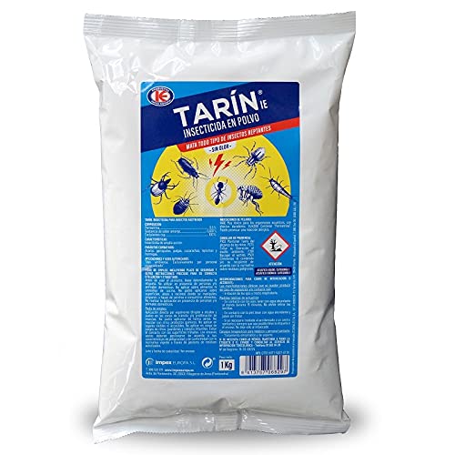 Tarin Insecticida en Polvo Insectos Reptantes y Rastreros, Inoloro, Control de Garrapatas, Ácaros, Pulgas, Cucarachas, Peces Plata y Hormigas - 1 kg