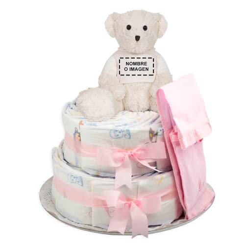 Tarta de Pañales Chic- regalo de nacimiento- ideal para baby shower-60 pañales ecológicos, sustentables y biodegradables
