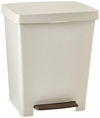 TATAY Cubo de Pedal Cubik ECOHOME, 23L de Capacidad, Pedal Retráctil, de Polipropileno, Libre de BPA, Bolsa Basura 30L, materiales 100% reciclados, Color Beige, Medidas 33,5 x 30 x 39 cm