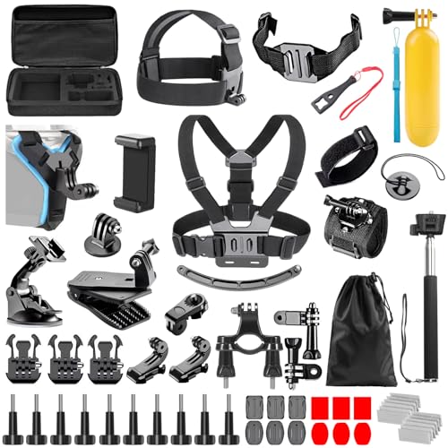 TAVADA Kit de Accesorios para Cámara de Acción,49 en 1 Compatible con GoPro Hero 12 11 10 9,Accesorios para GoPro Cámara de Acción,Accesorios para Cámara Deportiva,para Mayoría Cámaras Deportivas