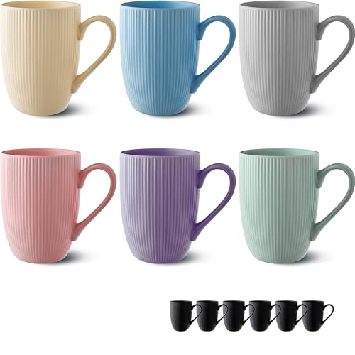 Tazas Café - 6 Juego de Tazas para Café en Color Pastel - Diseño Único - Cerámica Mate - Aptas para Microondas & Lavavajillas