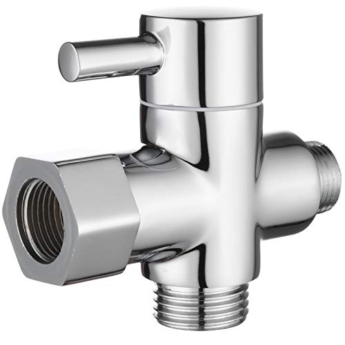 Tecmolog Valvula 3 Vias Latón Valvula Desviadora 3 Vias 3/8” – 12/17 para WC Bidet Cromo, DSF007D