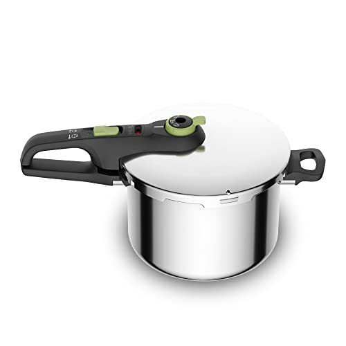 Tefal Olla a presión Secure Trendy 6L - Dos programas, verdura y carne, comidas más rápidas, resultados tiernos, tapa de cocción a presión, compatible con inducción