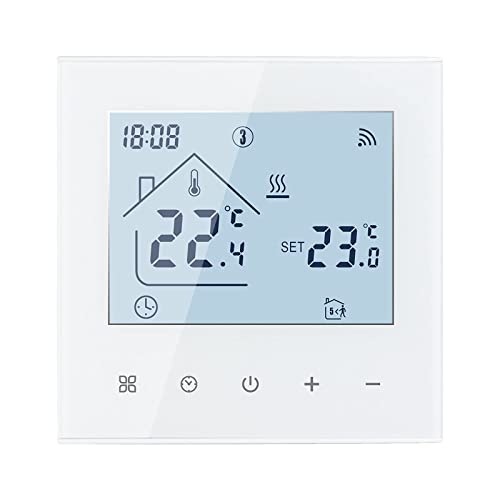 Termostato inteligente WiFi para calefacción por suelo radiante eléctrico,termostato eléctrico de 16A,pantalla táctil digital, regulador de temperatura, 230V, compatible con Alexa Google Home (blanco)