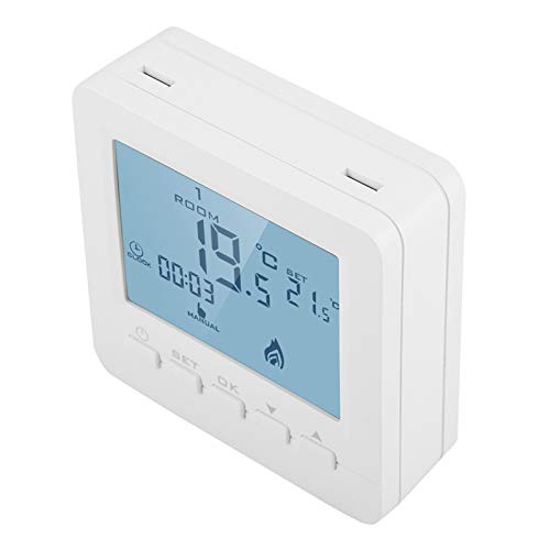 Termostato Programable, Termostato De Plástico Abs para El Hogar,Termostato Digital Programable De Pared Controlador De Temperatura para Caldera Y Calefacción, Blanco