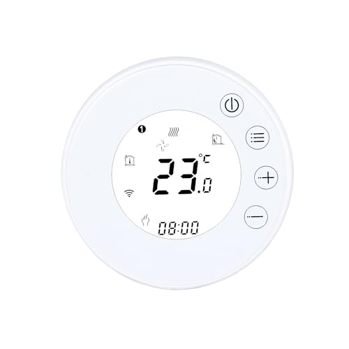 Termostato Wi-Fi para Caldera de Gas(5A,220V),Termostato Inteligente con Pantalla LCD(Pantalla VA) Botón táctil retroiluminado programable con Alexa etc y App de telé