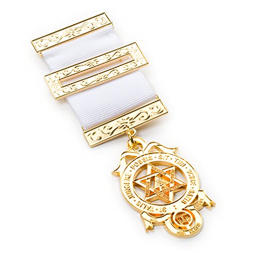 THE MASONIC COLLECTION - Joya de pecho Royal Arch Companions - Con símbolo triple Tau - Acabado dorado - Tamaño estándar - Un accesorio para hombres - En cartera transparente Jewel