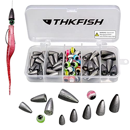 THKFISH Pesos de Pesca Perlas de Pesca Pesos de Balas Carolina Rig Kit de Plataforma de Texas Kit de Accesorios de Pesca 64 Piezas