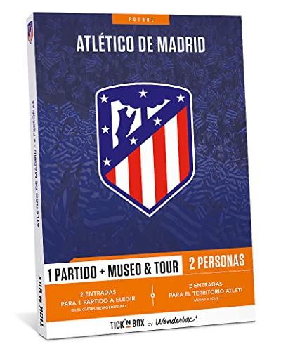 Tick&Box - Caja Regalo - Club Atlético de Madrid - 2 Entradas para 1 Partido y Visita al Estadio - Ven a Ver un Partido de fútbol en Cívitas Metropolitano - Regalos Originales - Válido por 2 años