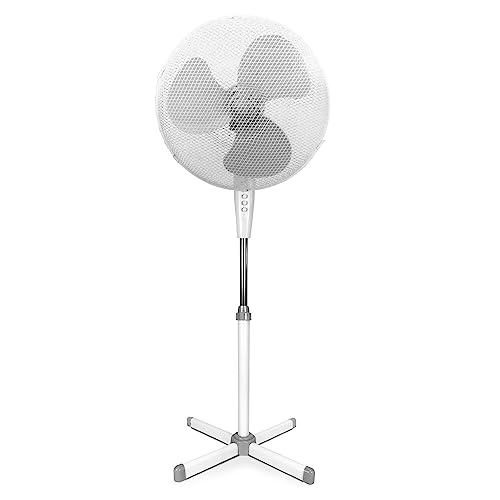 TIENDA EURASIA® Ventilador de Pie 45W - 3 Velocidades - Oscilación 90º - Inclinación 10º - Ø400 x 1300 mm (Ventilador de Pie Blanco)