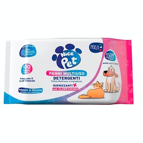 TOALLITAS para PERROS | Toallitas Higiénicas para Mascotas | 100 Unidades de Toallitas Higienizantes con CLORHEXIDINA | Toallitas Multiusos para Mascotas Protegen PH Natural | Perfumadas con Almizcle