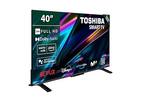 TOSHIBA 40LV2E63DG Smart TV de 40", con Resolución Full HD (1920 x 1080), HDR, Compatible con Asistente de Voz Alexa y Google, Bluetooth