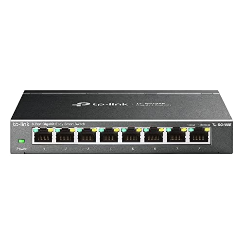 TP-Link TL-SG108E Unmanaged PRO Switch, 8 Puertos Gigabit inteligente, Plug&Play, Carcasa de Metal, VLAN, QoS, Software de Gestión Inteligente Fácil, Ver.6.0