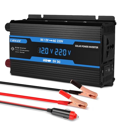 Transformador 2200W, Inversor CC 12V a CA 220V, Inversor de Coche, Convertidor de Corriente con Pantalla LCD, con Puerto USB, con Adaptador Mechero Coche a Enchufe, para Coche/Exterior/Cámping Transformador 2200W, Inversor CC 12V a CA 220V, Inversor de Coche, Convertidor de Corriente con Pantalla LCD, con Puerto USB, con Adaptador Mechero Coche a Enchufe, para Coche/Exterior/Cámping
