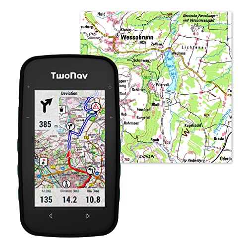 TwoNav Cross Plus + Mapa de Alemania Topo, GPS al Aire Libre con Pantalla de 3,2 Pulgadas para MTB, Bicicleta, Trekking, Senderismo o navegación con mapas