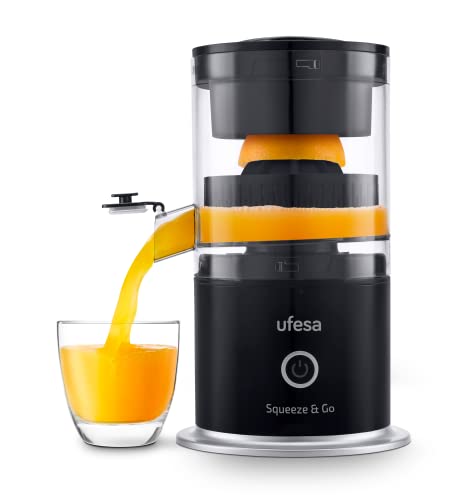 Ufesa Squeeze & Go, Exprimidor Inalámbrico Eléctrico Recargable, Portátil, Extractor de Nutrientes para Frutas Multifuncional, Carga USB, 220ml de Capacidad, Sin BPA