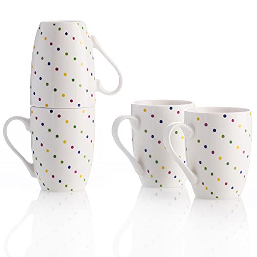 UNITED COLORS OF BENETTON. BE111 Set 4p mugs 11cm 360ml new bone china diseño puntos de colores Casa Benetton, Loza