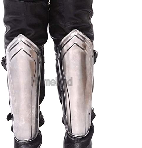 United Decor Fantasy Steel LARP Elf Medieval Armor Pareja Protección de Piernas Metal Grebas Grebas Par Piernas Elfas Antiguas Armadura Elfa-Par LARP Disfraz Mujer Ennegrecido