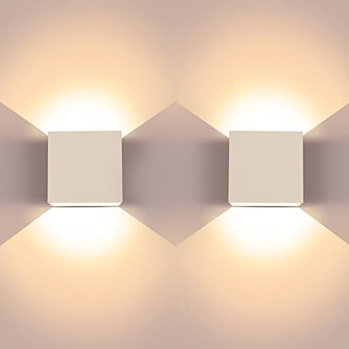 UPFORU 2 Pcs Aplique Pared Interior, Lámparas LED, Luz de Moda 6W, Luces de Aluminio de bajo consumo, Adecuado para sala de estar Dormitorio Cocina Pasillo Escalera, 10×9.7×5cm