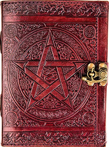 Urban Leather Pentacle Pentagram Diario para hombres y mujeres para escribir, Grimoire Wiccan Wicca Pagan Witchcraft Book of Shadows Cuaderno de escritura Páginas gruesas sin forro