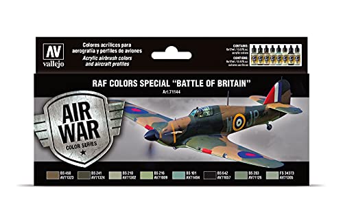 Vallejo 71144 Model Air - Colores Acrílicos, RAF Colors Special “Battle of Britain”, 17 ml, 8 uds