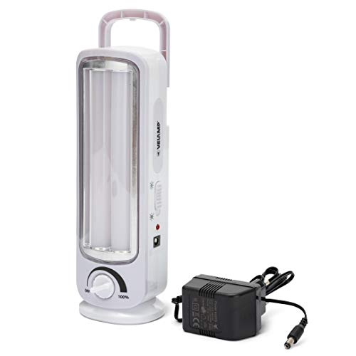 Velamp Twix Lámpara de Emergencia Anti-apagón de 2 Tubos LED, 300lm, Regulable. 23cm, Gris, 23 cm
