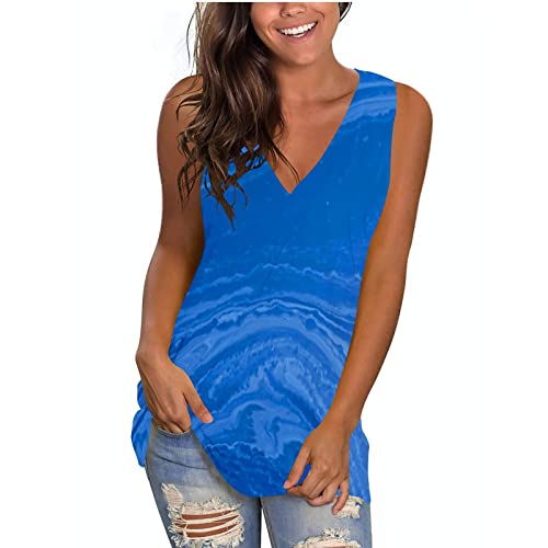 Verano Chic Tank Top/Las mujeres moda ropa deportiva camisetas sin mangas Yoga entrenamiento camisetas de corte suelto correr ejercicio gráfico camiseta Top Transparente Encajes #5, Azul oscuro., L