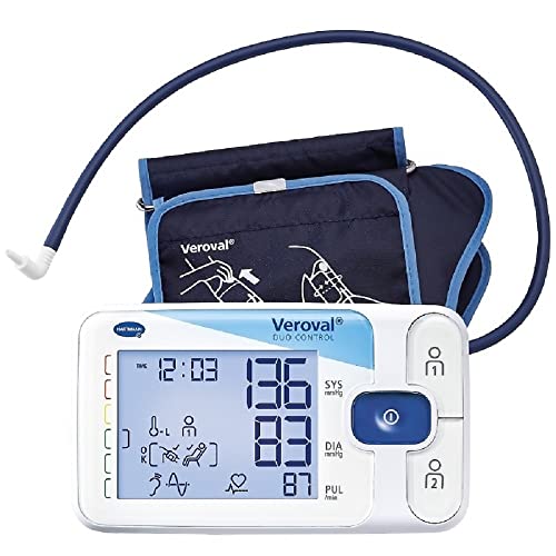 Veroval, Tensiómetro de Brazo Digital Duo Control, Medidor de Tensión Arterial, Aparato para Medir la Tensión Arterial, Medición Rápida y Precisa, Dúo Sensor, 200 Lecturas, Talla Grande (32-42cm)