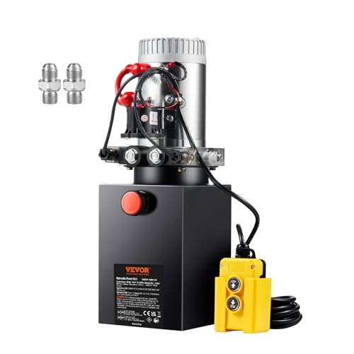 VEVOR Bomba Hidráulica DC 12 V 8 L Unidad Hidráulica de Doble Acción Flujo de Aceite 3,44 L/min Presión Máxima de Descarga 22 MPa para Volquete, Plataforma Elevadora, Remolque, Elevación y Descarga